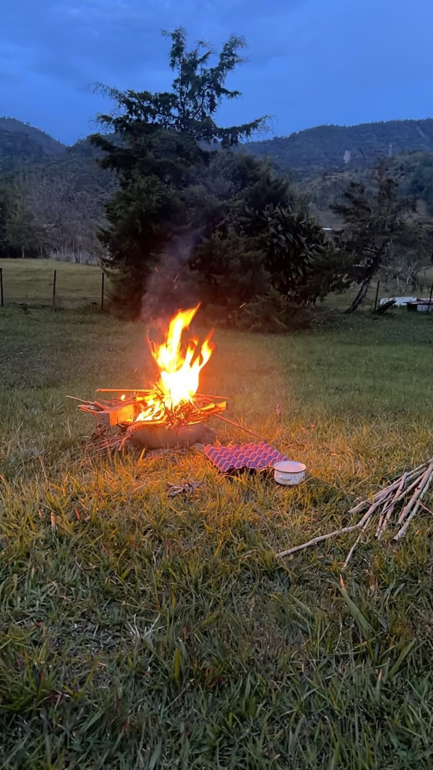 A real night bonfire on La Julia's lawn