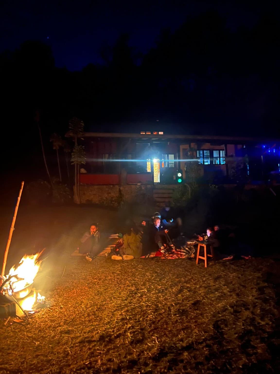 Group bonfire in front of La Julia's house
