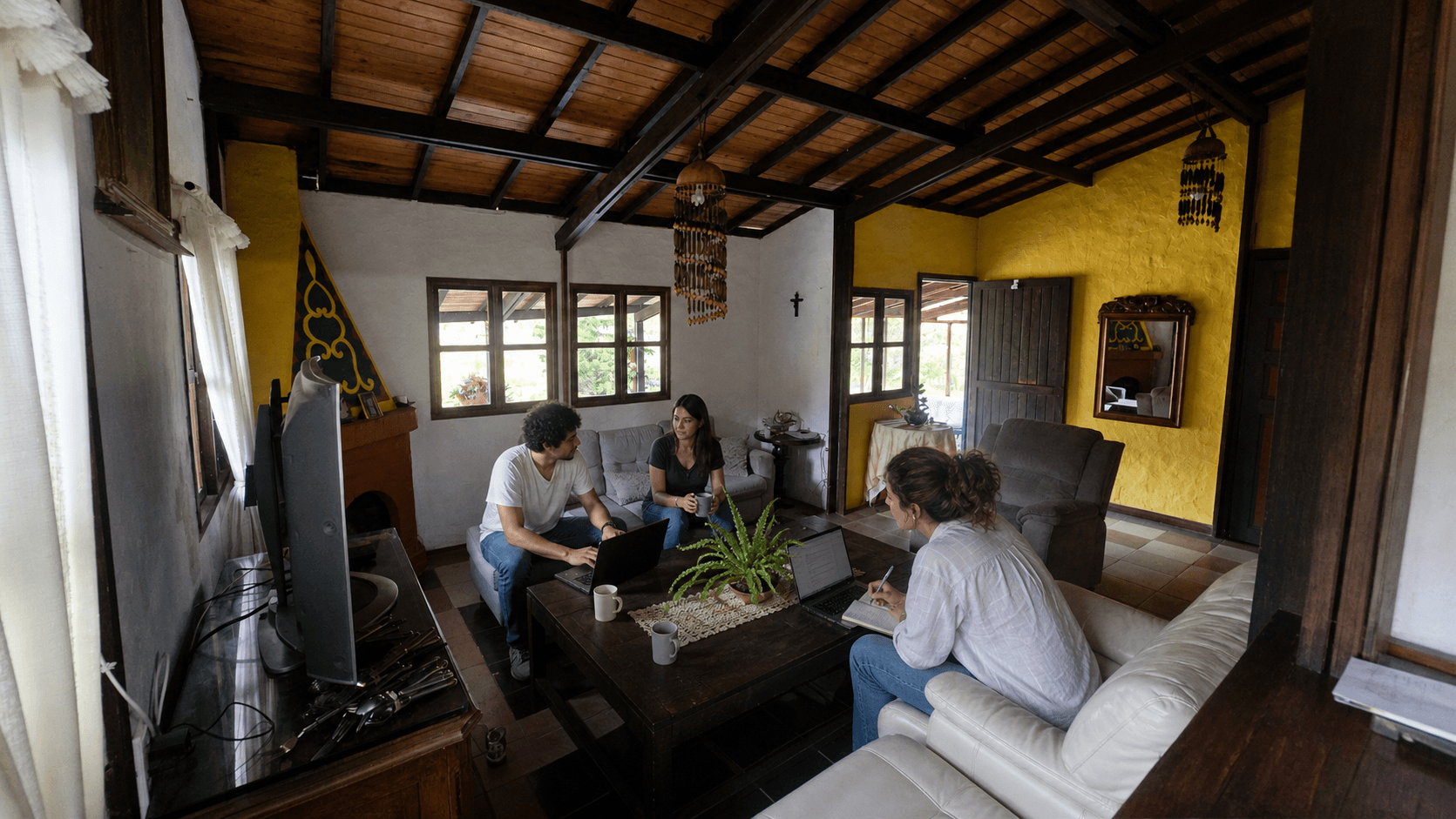 Recreation of a small group working at La Julia